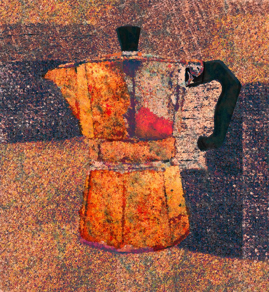 Caffettiera 1995 - opera pittorica di Vladi Magini